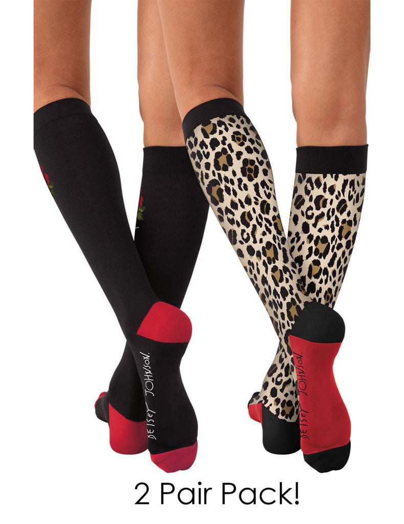 Koi Compression Socks 2-pac Floral Cheetah Betsey Floral Cheetah Betsey -  by scrub-supply.com