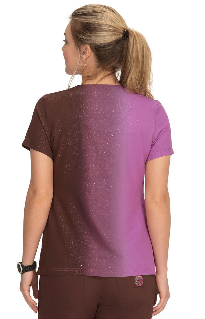 Koi Balance Top Vertical Sparkle Brown Taupe -  by scrub-supply.com