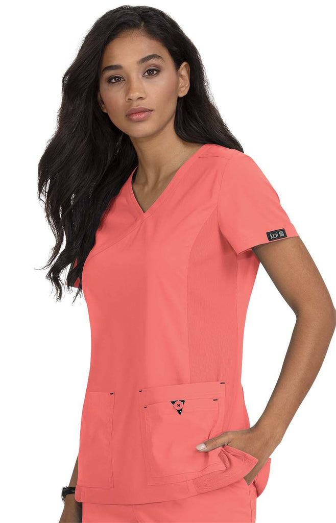 Koi Katie Top - Plussize Coral - 374-126-2X by scrub-supply.com