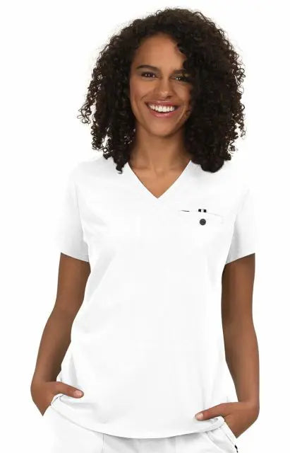 Koi Scrubs Ready To Work Solid Scrub Top White | scrub-supply.com