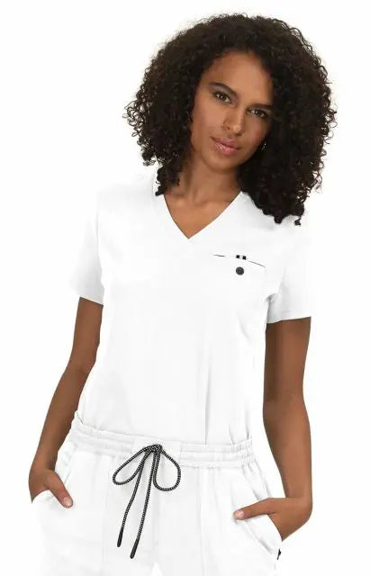 Koi Scrubs Ready To Work Solid Scrub Top White | scrub-supply.com