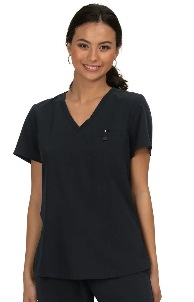 Koi Scrubs Ready To Work Solid Scrub Top Black | scrub-supply.com