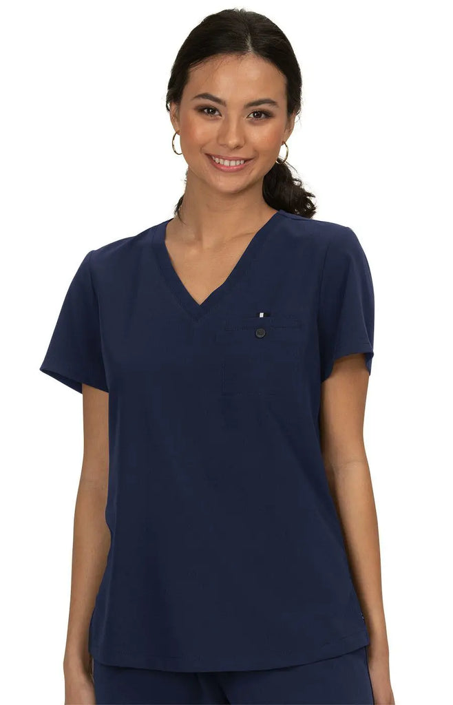 Koi Scrubs Ready To Work Solid Scrub Top Navy | scrub-supply.com