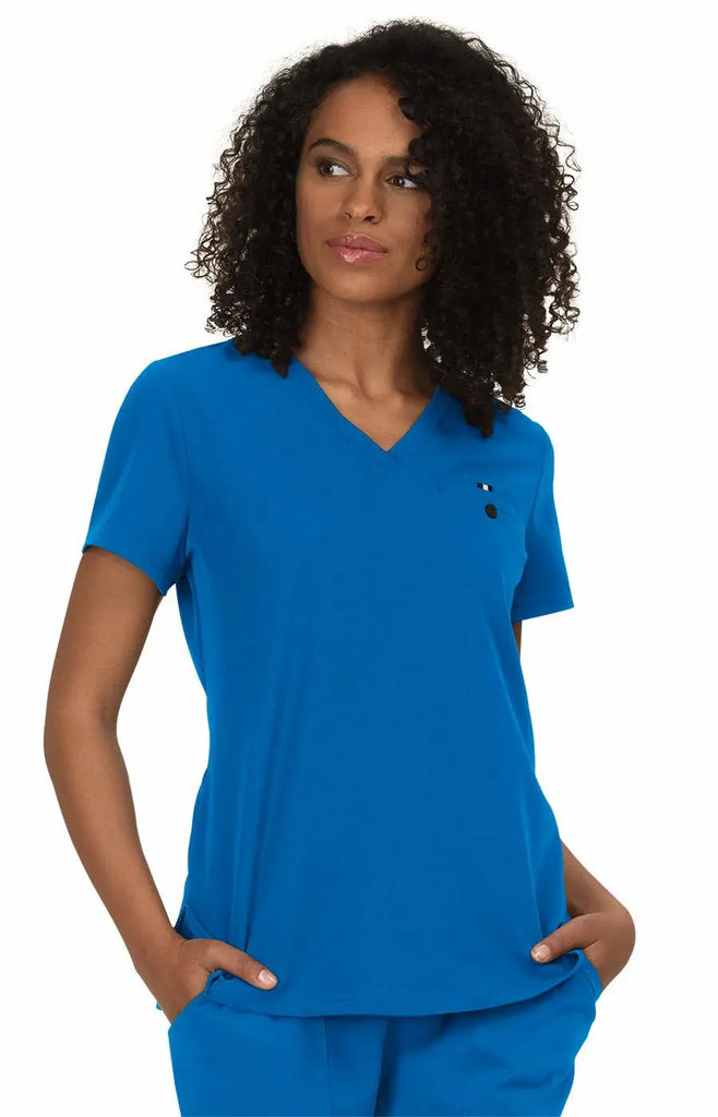 Koi Scrubs Ready To Work Solid Scrub Top Royal Blue | scrub-supply.com