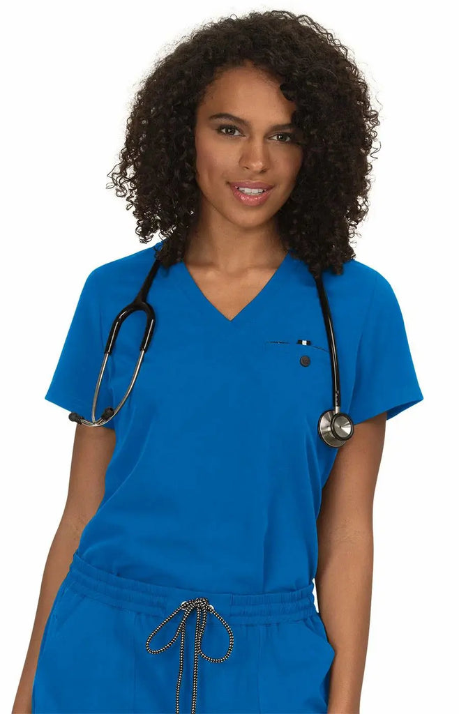 Koi Scrubs Ready To Work Solid Scrub Top Royal Blue | scrub-supply.com