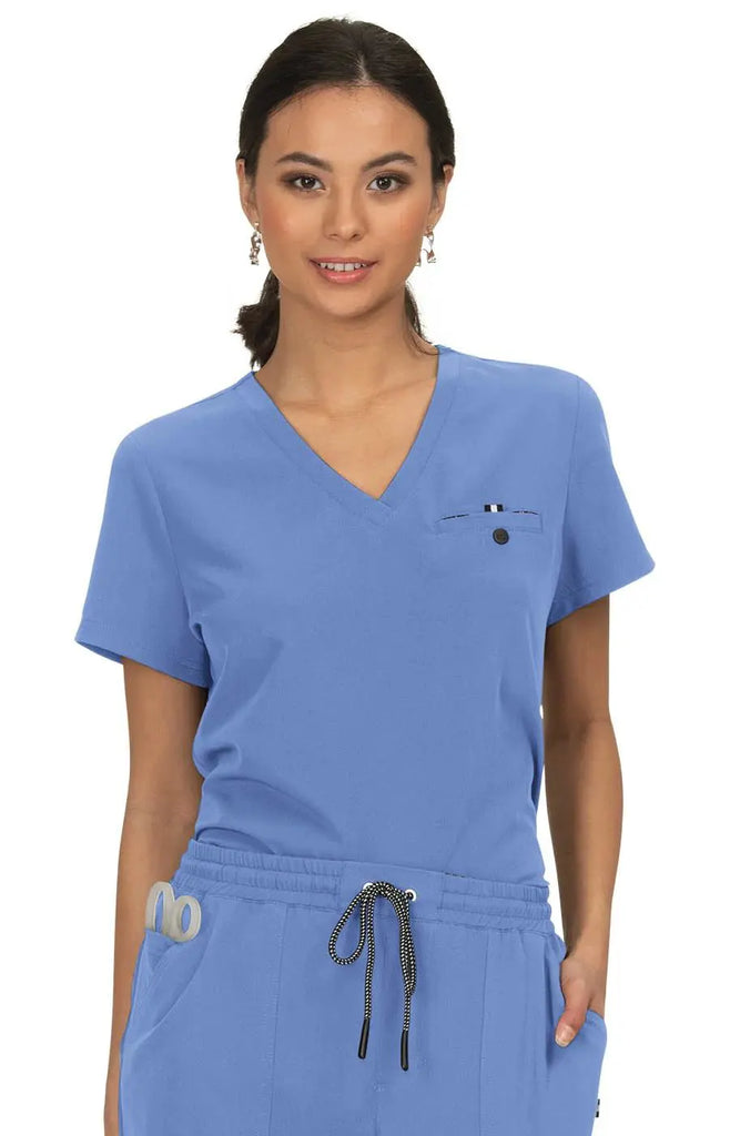 Koi Scrubs Ready To Work Solid Scrub Top True Ceil | scrub-supply.com