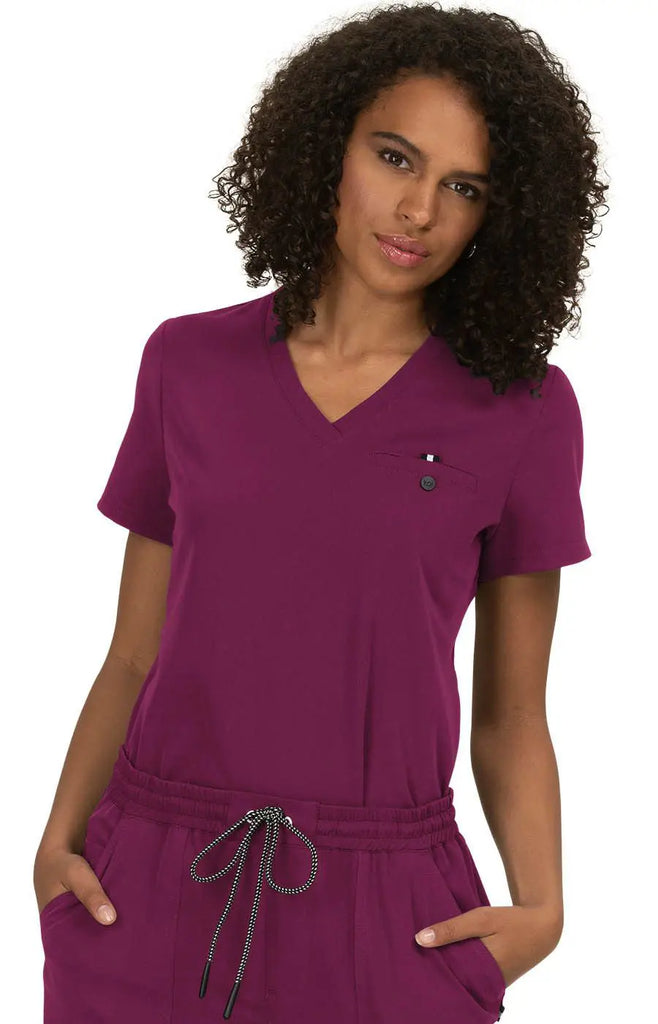 Koi Scrubs Ready To Work Solid Scrub Top Wine | scrub-supply.com