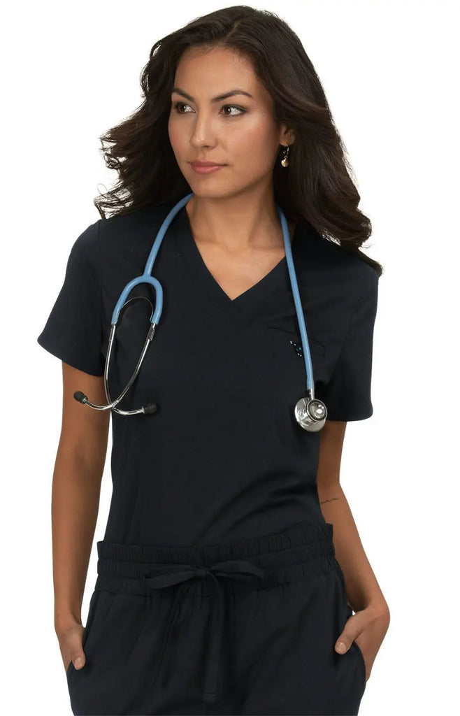 Koi Scrubs Kade Top Black | scrub-supply.com