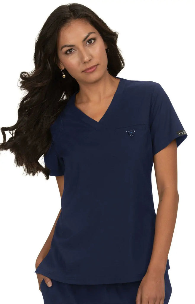 Koi Scrubs Kade Top Navy | scrub-supply.com