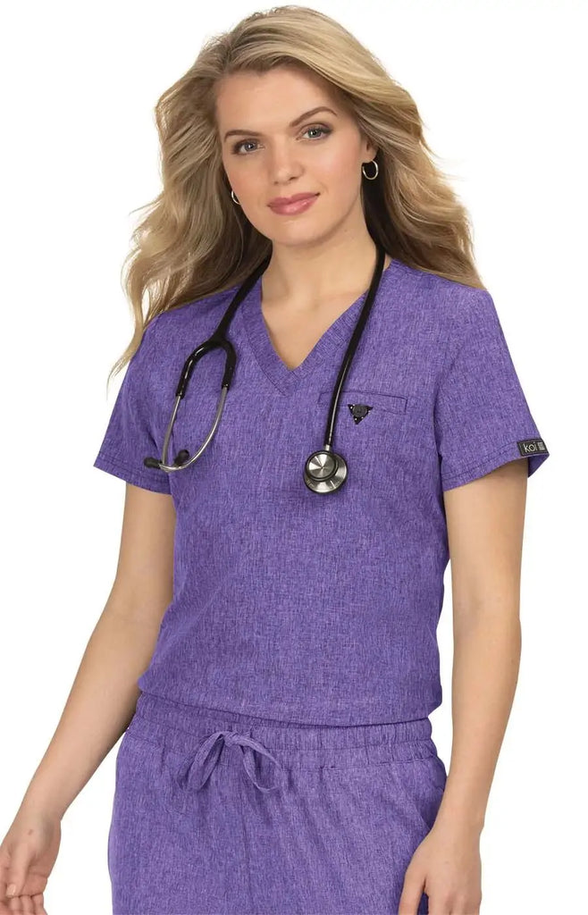 Koi Scrubs Kade Top Heather Wisteria | scrub-supply.com