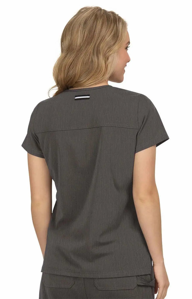 Koi Scrubs Hustle and Heart Top Heather Grey | scrub-supply.com