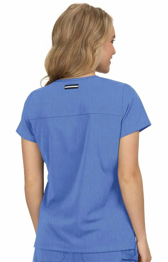 Koi Scrubs Hustle and Heart Top Heather True Ceil | scrub-supply.com