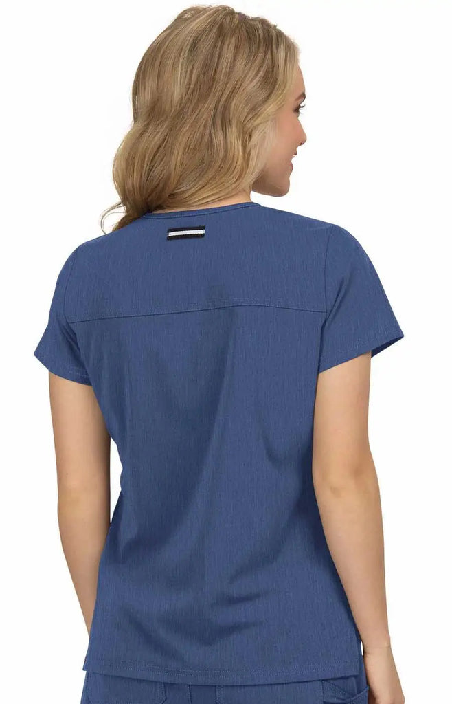 Koi Scrubs Hustle and Heart Top Heather Navy | scrub-supply.com