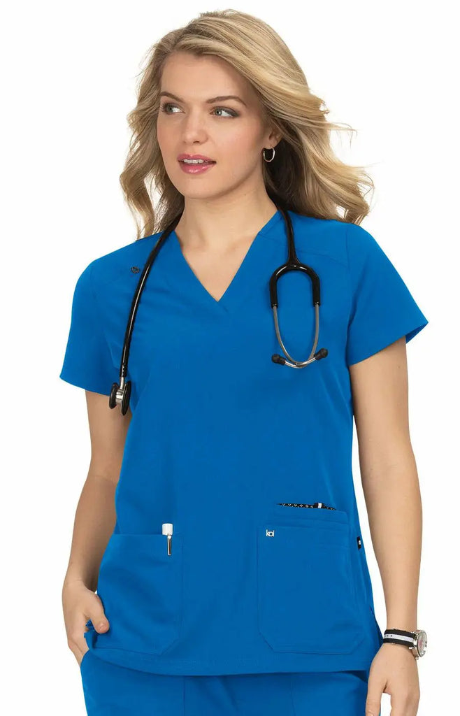 Koi Scrubs Hustle and Heart Top Royal Blue | scrub-supply.com