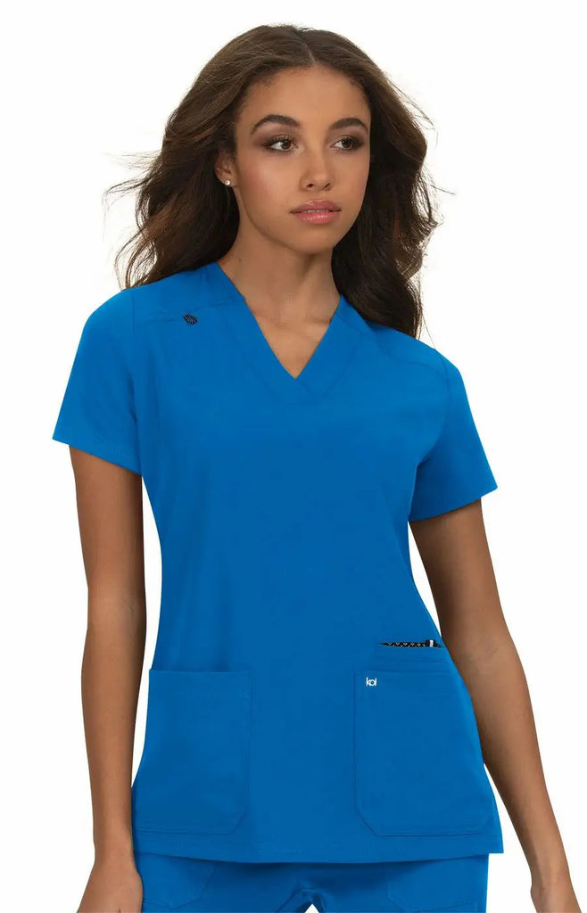 Koi Scrubs Hustle and Heart Top Royal Blue | scrub-supply.com