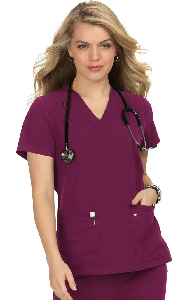 Koi Scrubs Hustle and Heart Top Wine | scrub-supply.com