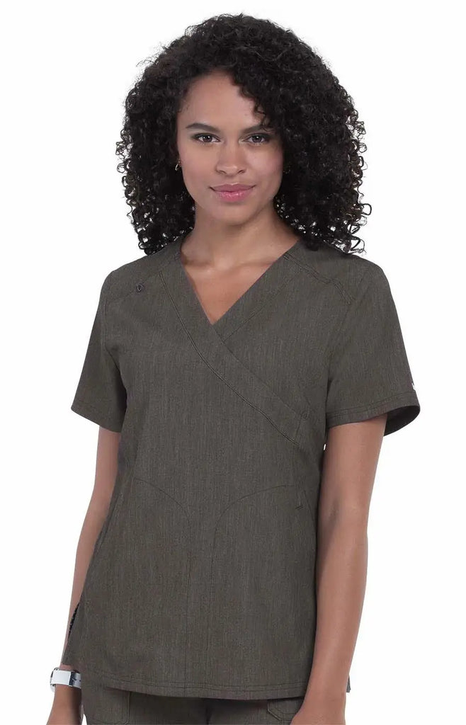 Koi Scrubs All or Nothing Top Heather Grey | scrub-supply.com