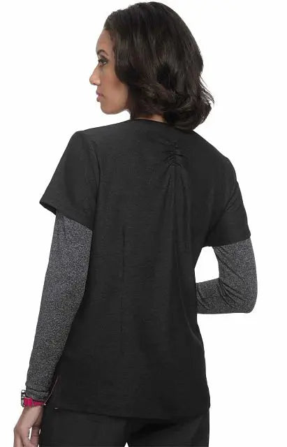 Koi Scrubs Velocity Top Heather Charcoal | scrub-supply.com