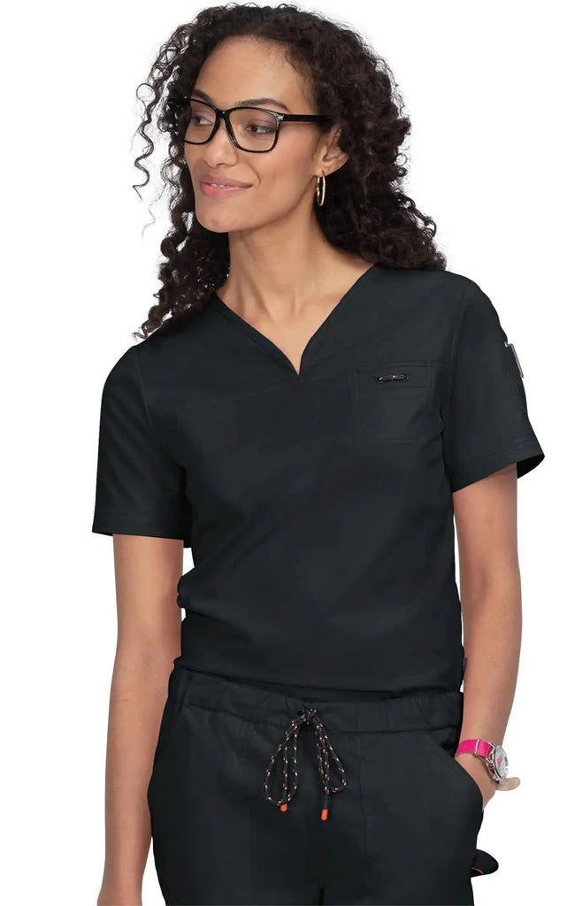 Koi Scrubs Women's Georgia Top Black | scrub-supply.com