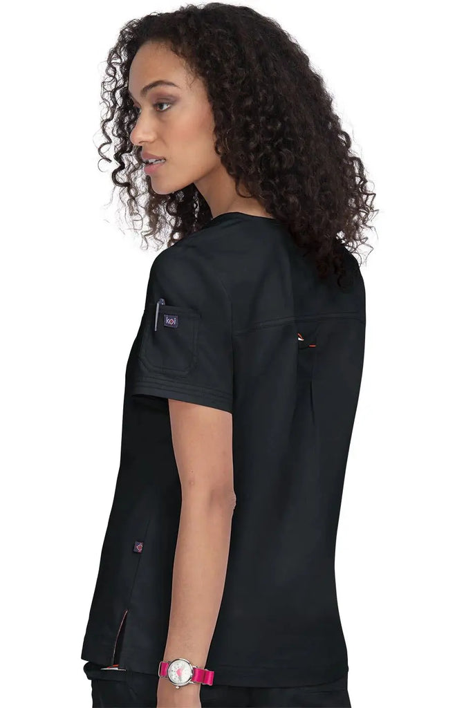 Koi Scrubs Women's Georgia Top Black | scrub-supply.com