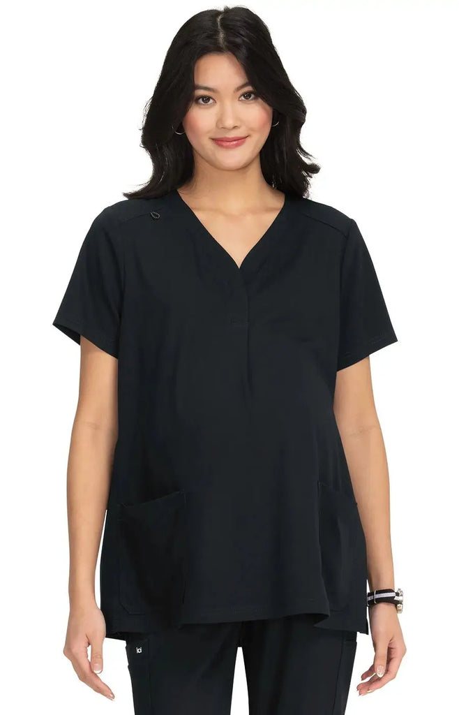 Koi Scrubs Onboard Maternity Top Black | scrub-supply.com