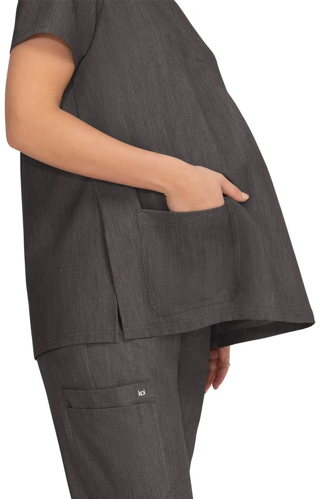 Koi Scrubs Onboard Maternity Top Heather Grey | scrub-supply.com