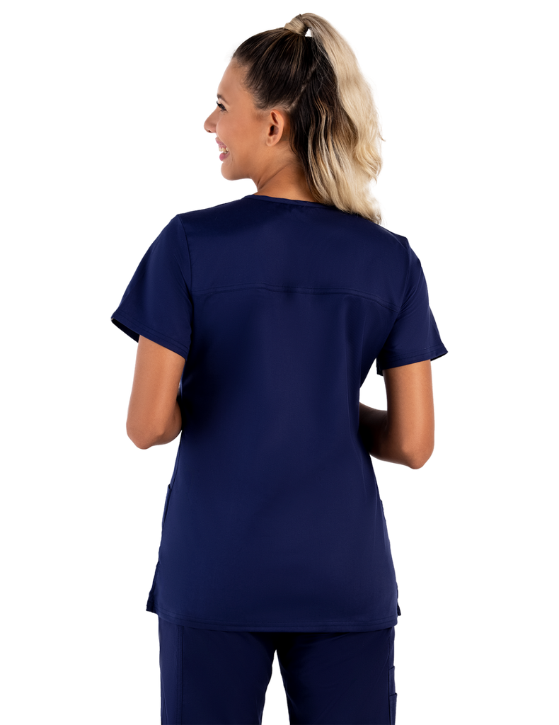 Life Threads Scrubs Women's Contego V-Neck Top Navy Blue | scrub-supply.com