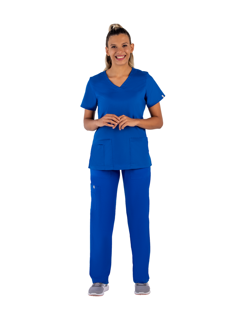 Life Threads Scrubs Women's Contego V-Neck Top Royal Blue | scrub-supply.com