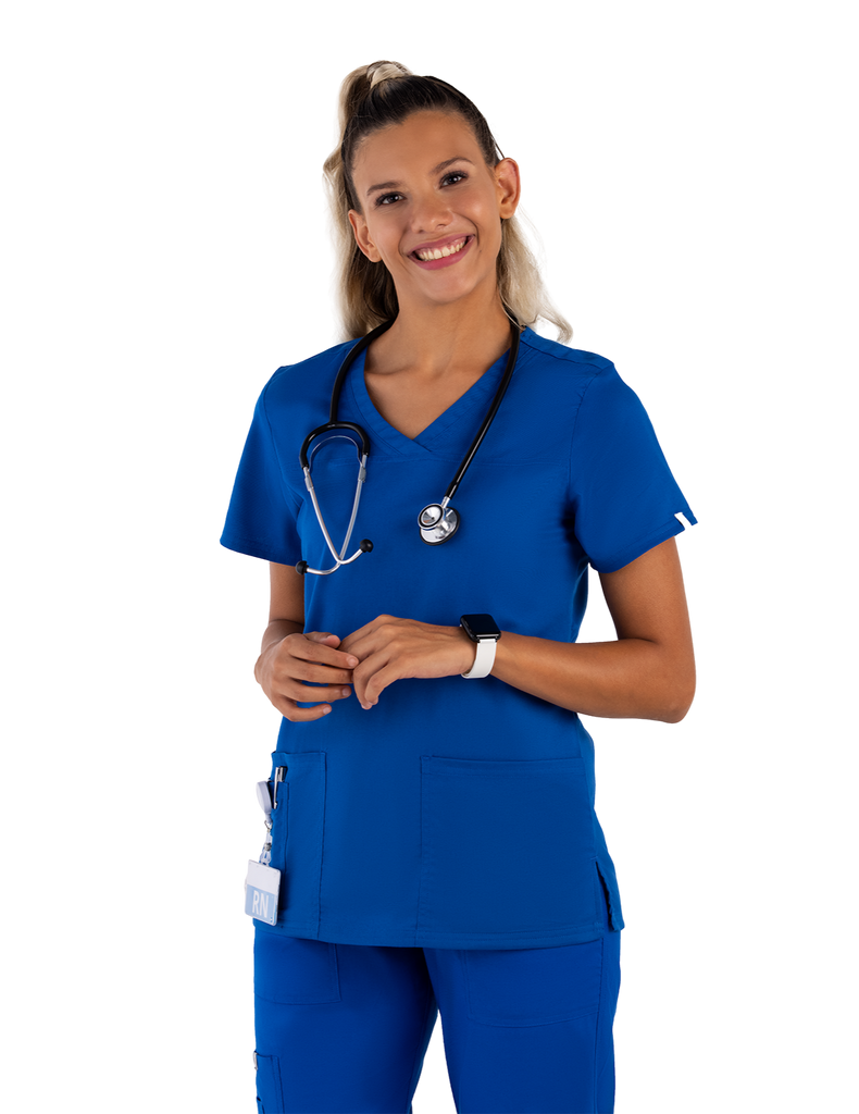 Life Threads Scrubs Women's Contego V-Neck Top Royal Blue | scrub-supply.com