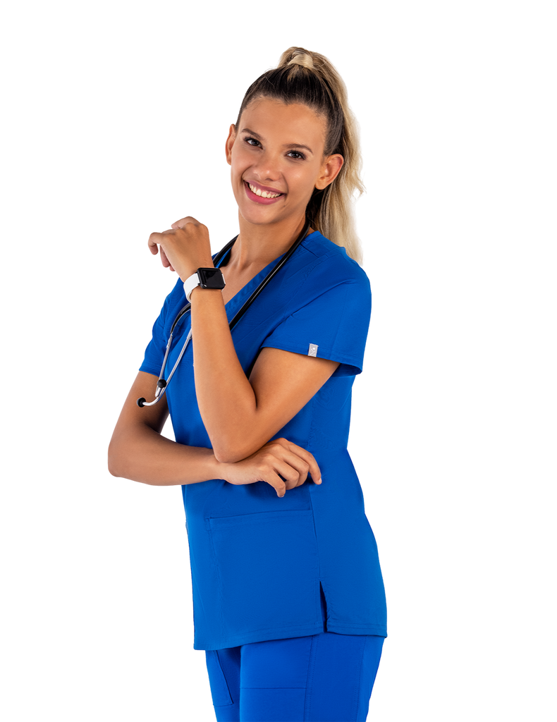 Life Threads Scrubs Women's Contego V-Neck Top Royal Blue | scrub-supply.com