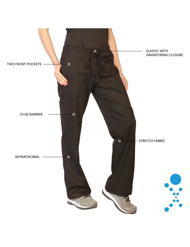 Life Threads Scrubs Women's Contego Cargo Pant Black | scrub-supply.com