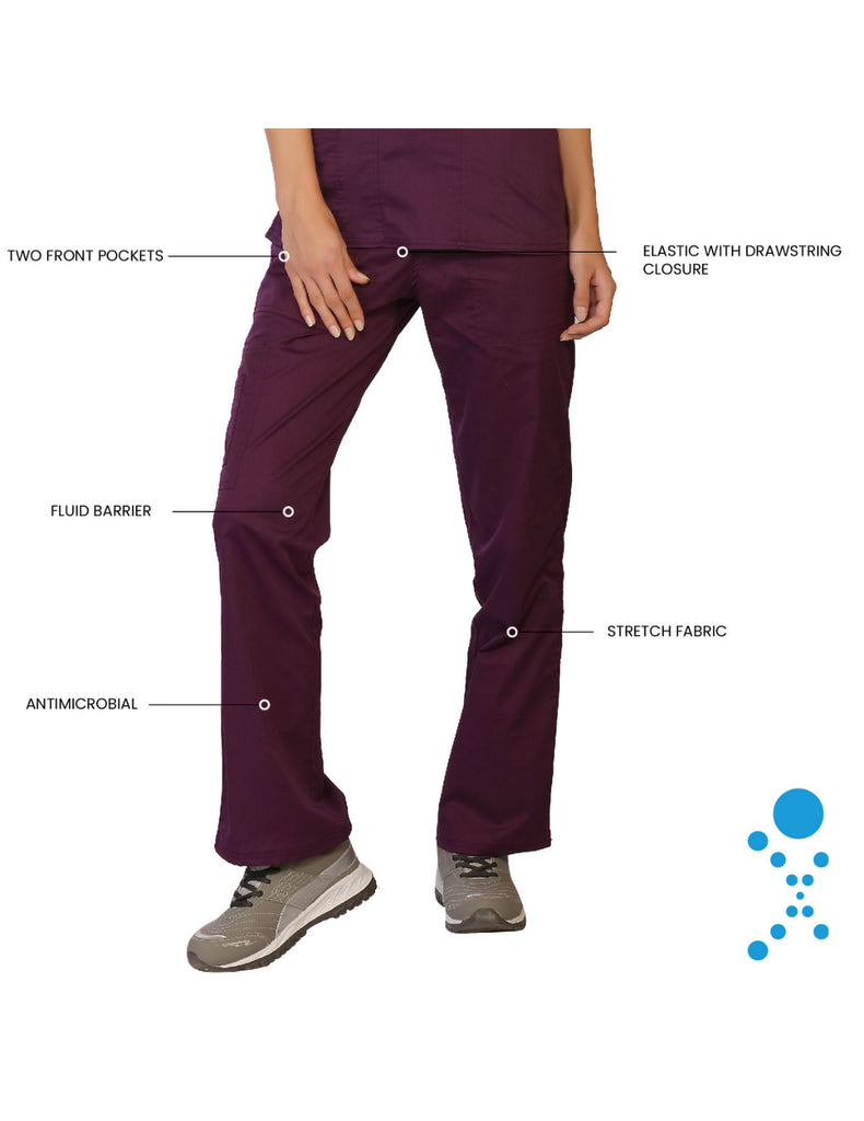 Life Threads Scrubs Women's Contego Cargo Pant Eggplant | scrub-supply.com