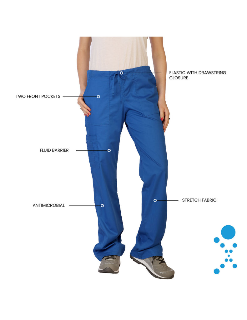 Life Threads Scrubs Women's Contego Cargo Pant Royal Blue | scrub-supply.com