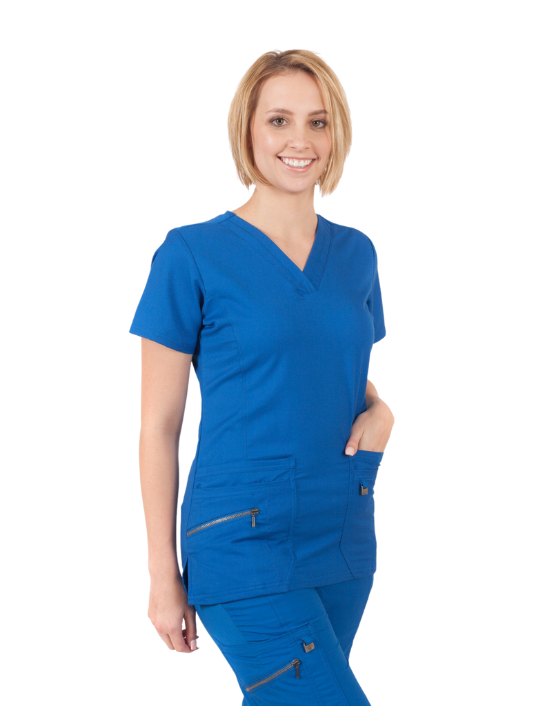 Life Threads Scrubs Women's Ergo 2.0 Fashion V-Neck Top Royal Blue | scrub-supply.com