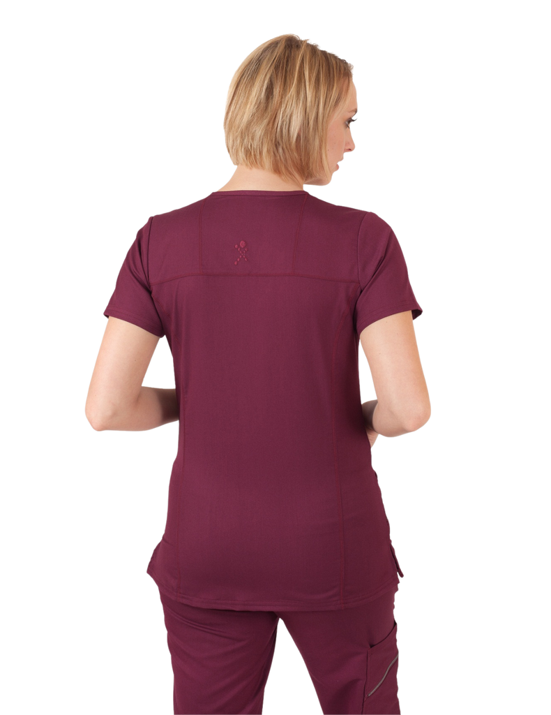 Life Threads Scrubs Women's Ergo 2.0 Fashion V-Neck Top Wine | scrub-supply.com