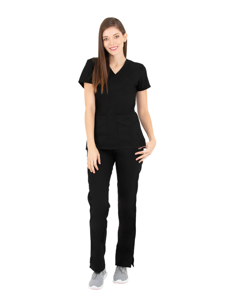 Life Threads Scrubs Women's Ergo 2.0 Utility Top Black | scrub-supply.com