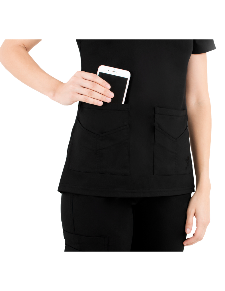 Life Threads Scrubs Women's Ergo 2.0 Utility Top Black | scrub-supply.com