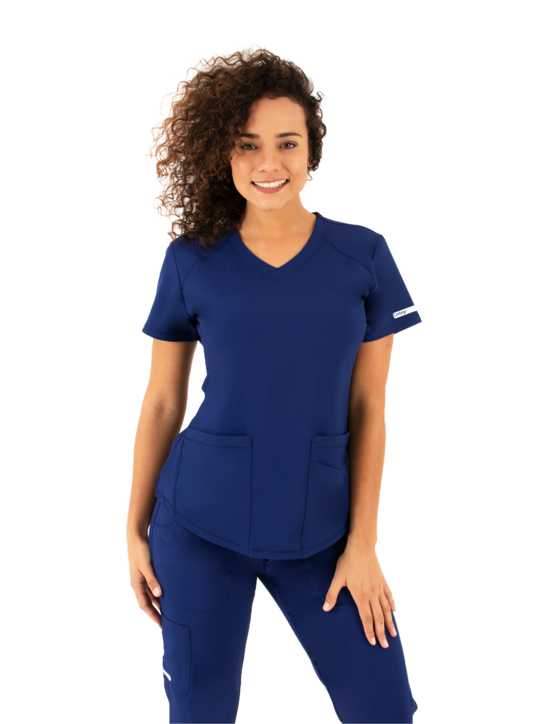 Life Threads Scrubs Women's Active V-Neck Top Navy Blue | scrub-supply.com