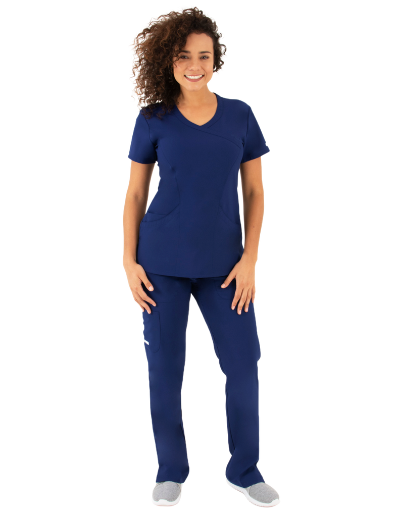 Life Threads Scrubs Women's Active V-Neck Top Navy Blue | scrub-supply.com