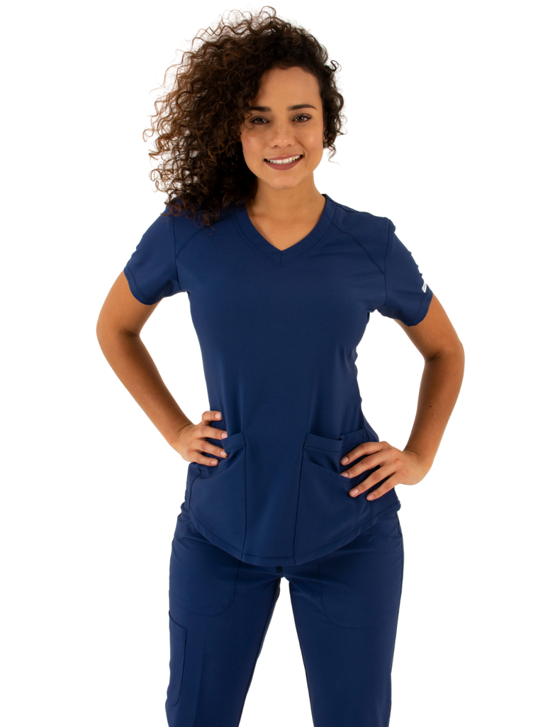 Life Threads Scrubs Women's Active V-Neck Top Navy Blue | scrub-supply.com