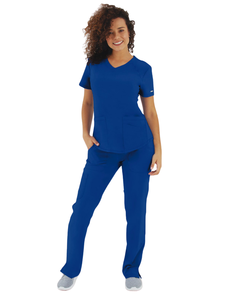 Life Threads Scrubs Women's Active V-Neck Top Royal Blue | scrub-supply.com