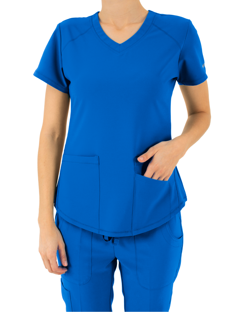 Life Threads Scrubs Women's Active V-Neck Top Royal Blue | scrub-supply.com