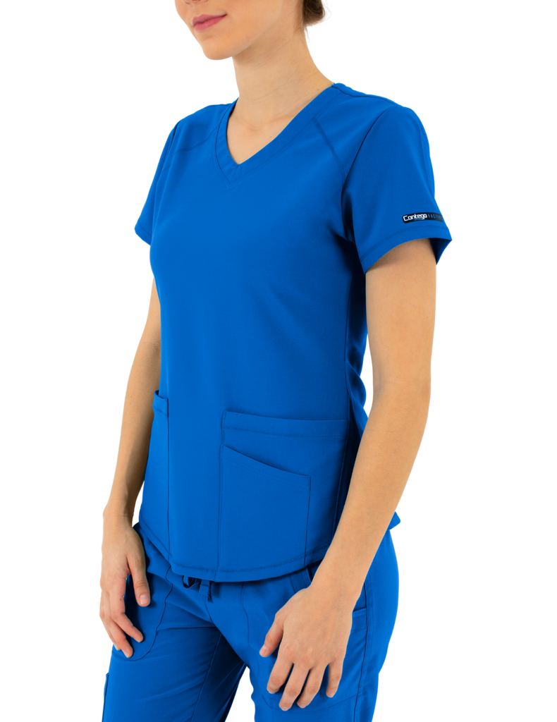 Life Threads Scrubs Women's Active V-Neck Top Royal Blue | scrub-supply.com