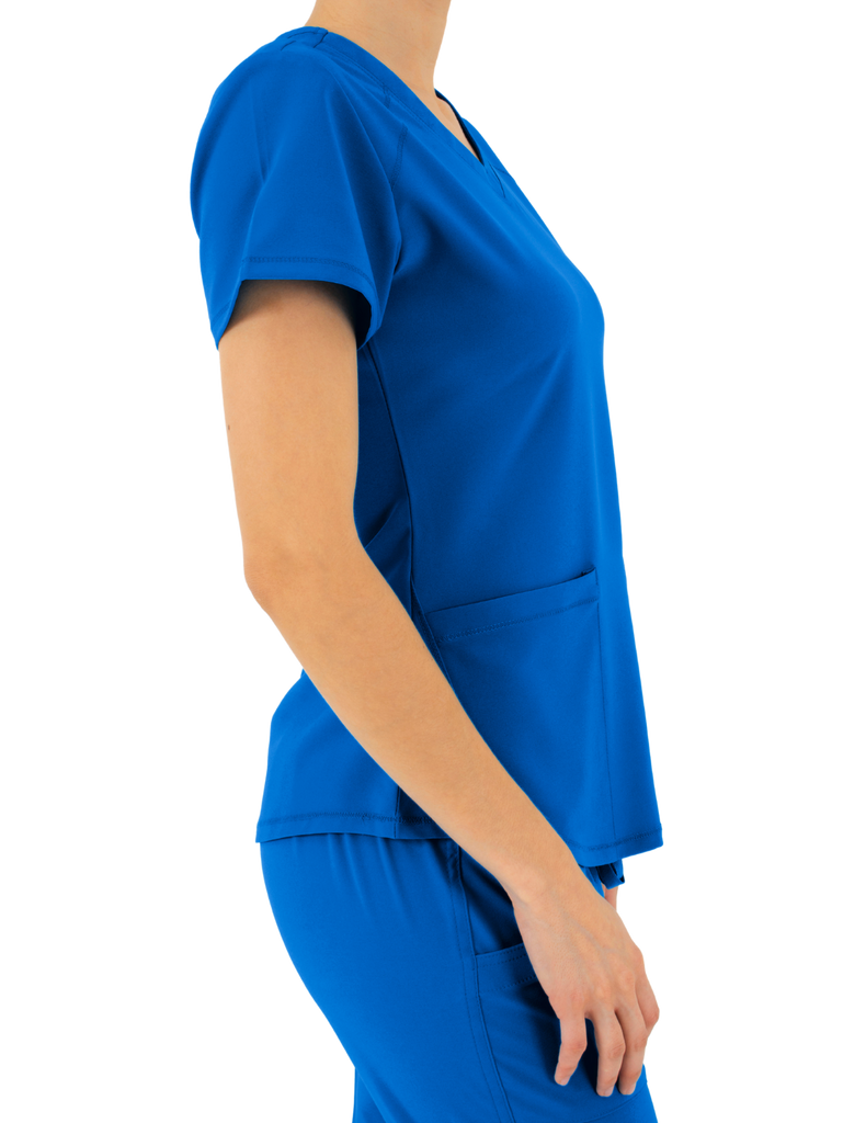 Life Threads Scrubs Women's Active V-Neck Top Royal Blue | scrub-supply.com