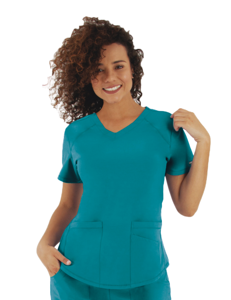 Life Threads Scrubs Women's Active V-Neck Top Teal | scrub-supply.com