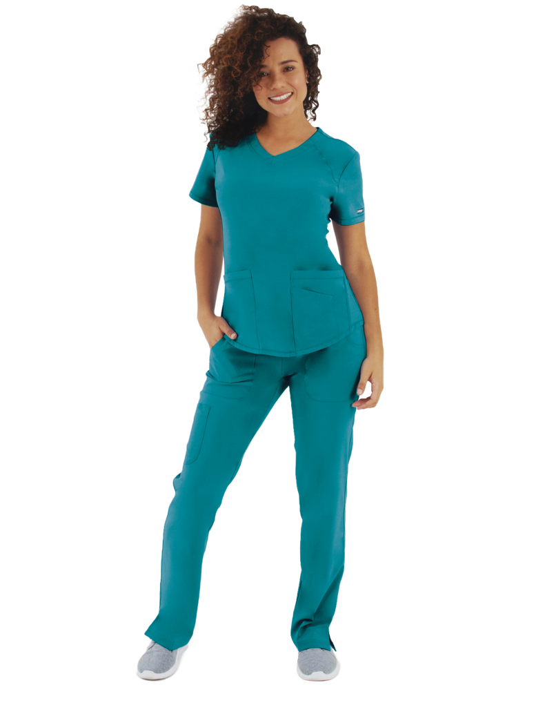 Life Threads Scrubs Women's Active V-Neck Top Teal | scrub-supply.com