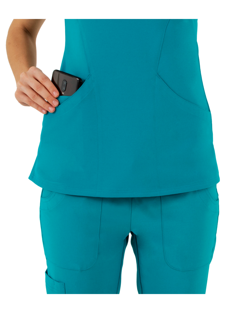 Life Threads Scrubs Women's Active V-Neck Top Teal | scrub-supply.com