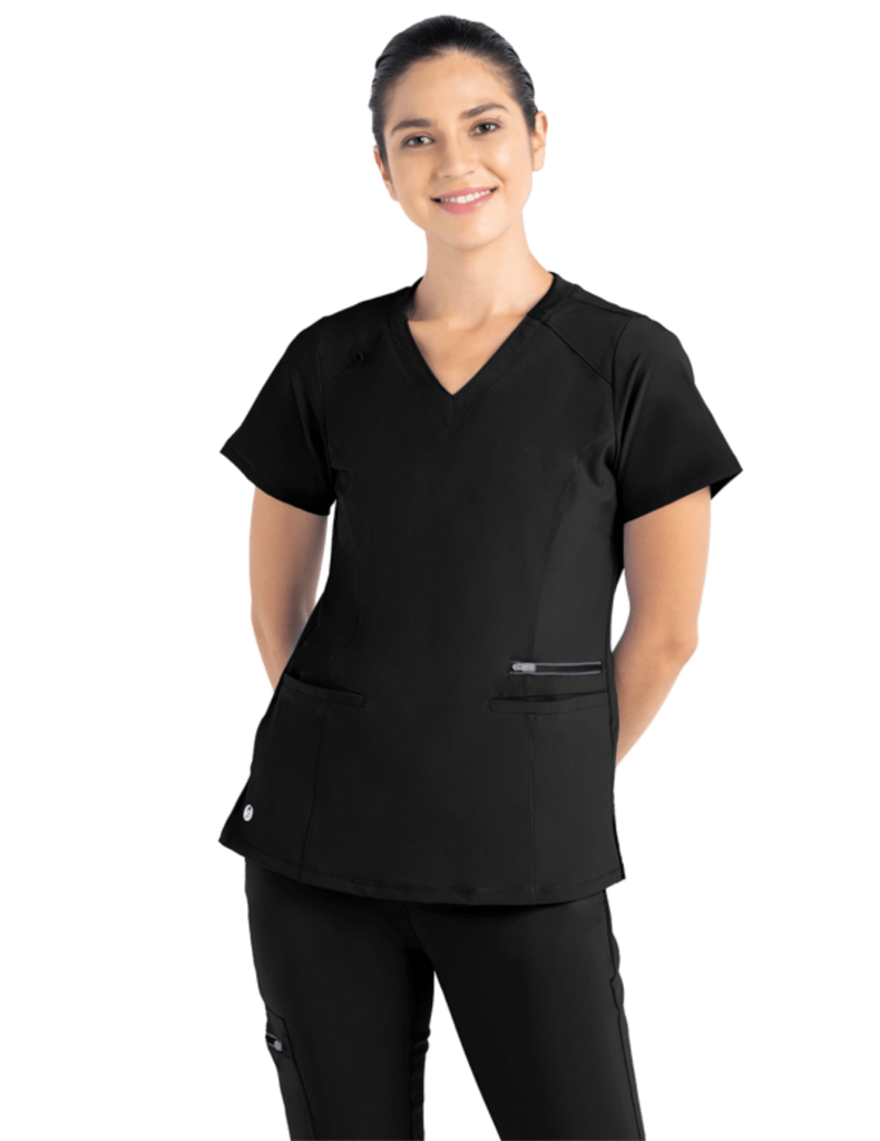 Life Threads Scrubs Women's Active Fashion Top Black | scrub-supply.com