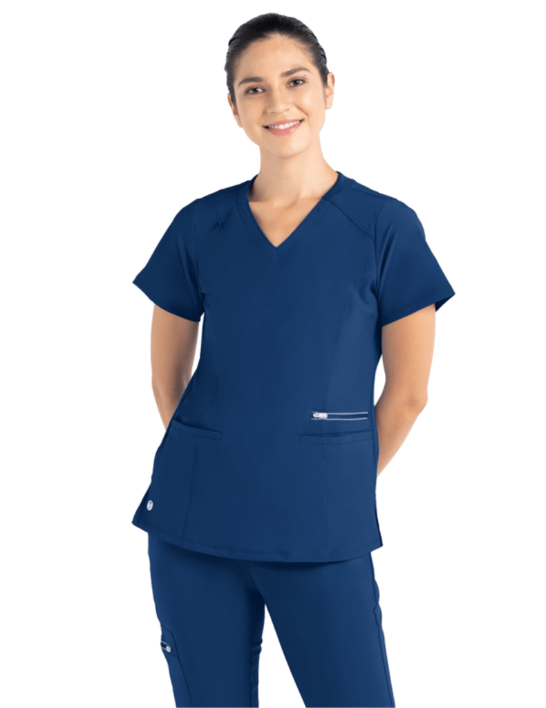 Life Threads Scrubs Women's Active Fashion Top Navy Blue | scrub-supply.com