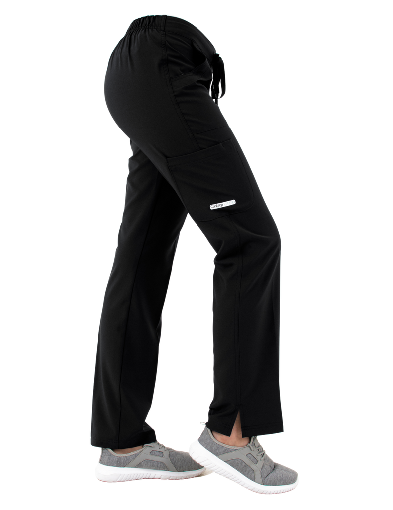 Life Threads Scrubs Women's Active Straight Leg Cargo Pant Black | scrub-supply.com